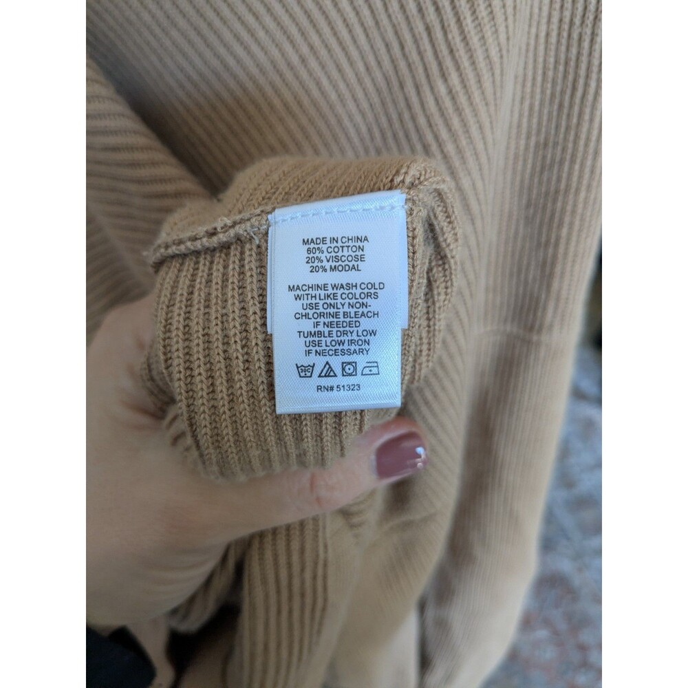 1.State V-Neck Long puff Sleeve Sweater Tan  L - Picture 3 of 7